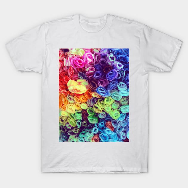 Rainbow Paper Roses T-Shirt by saradaboru